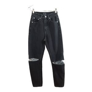 White Fox Rigid Denim High Waisted Distressed Slim Straight Jeans Women's XS